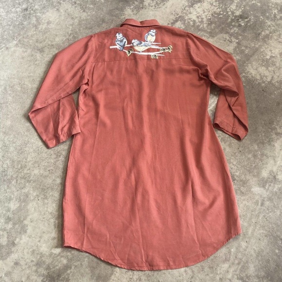 Parory Dress Womens Size 14 Button Front Collared Embroidered‎ Long Sleeve Pink - Picture 9 of 14